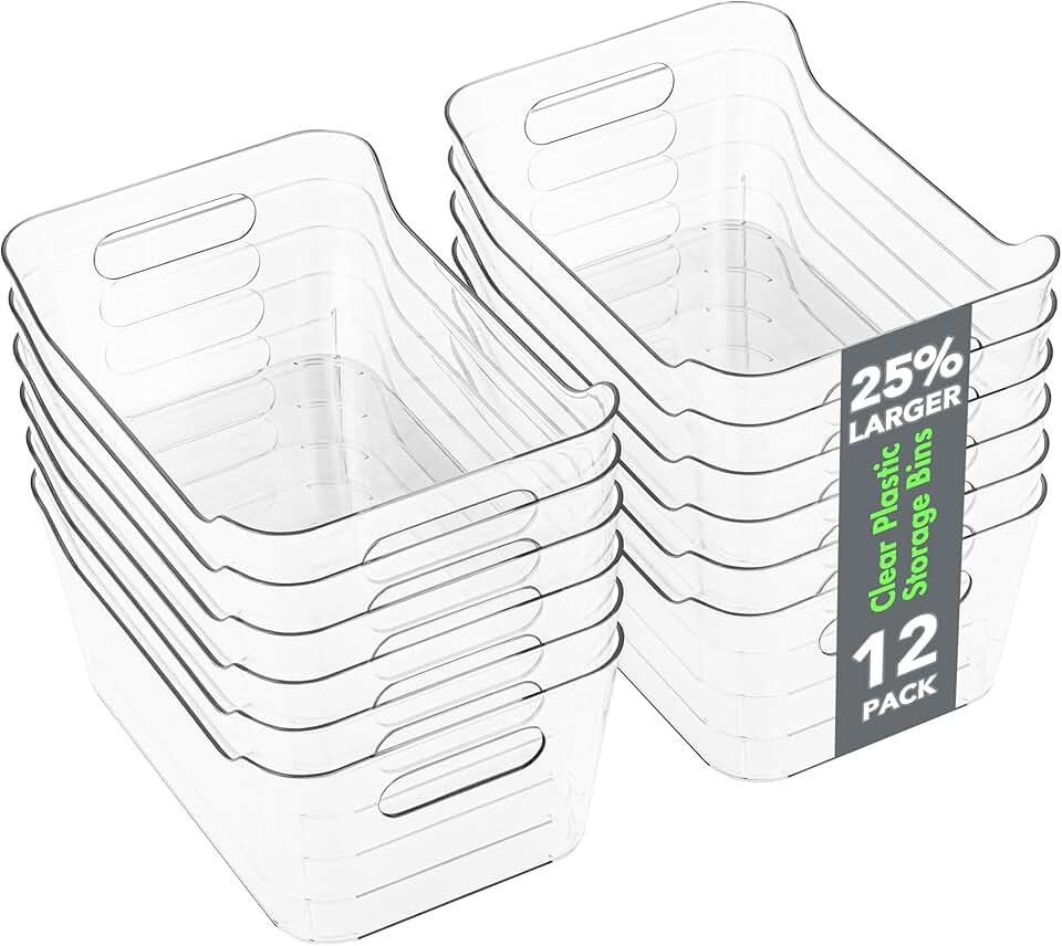12 Clear Plastic Storage Bins for Home and Office