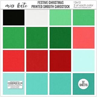 Festive Linen Print Cardstock, 32 Sheets
