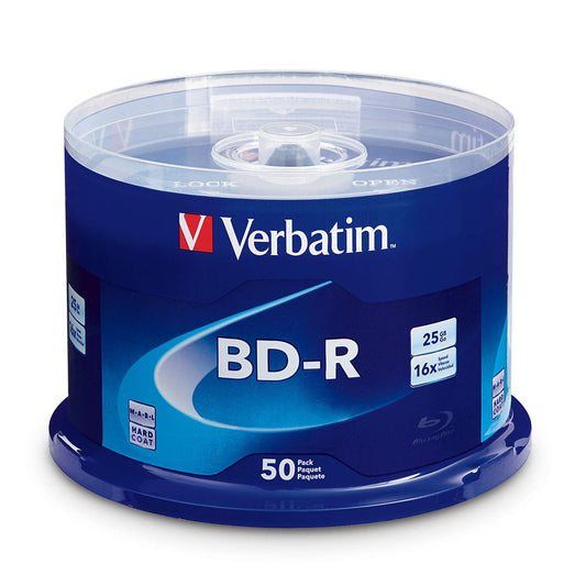 BD-R 25GB 16X Blu-ray Recordable Discs, 50 Pack