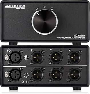3-Way XLR Audio Switcher with 1 Input and 3 Outputs