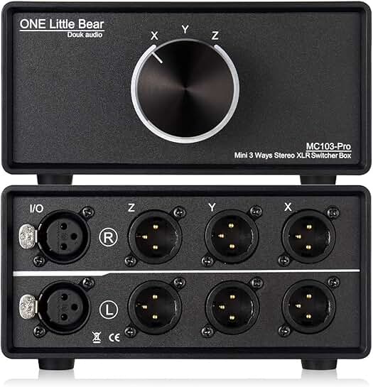 3-Way XLR Audio Switcher with 1 Input and 3 Outputs