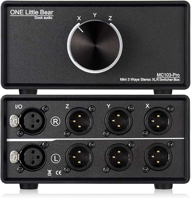 3-Way XLR Audio Switcher with 1 Input and 3 Outputs