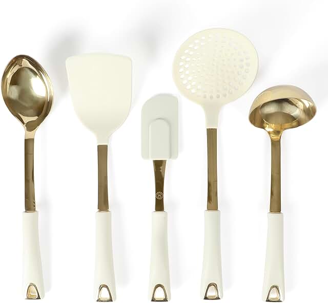 5-Piece Stainless Steel Kitchen Tool Set with Linen Handles