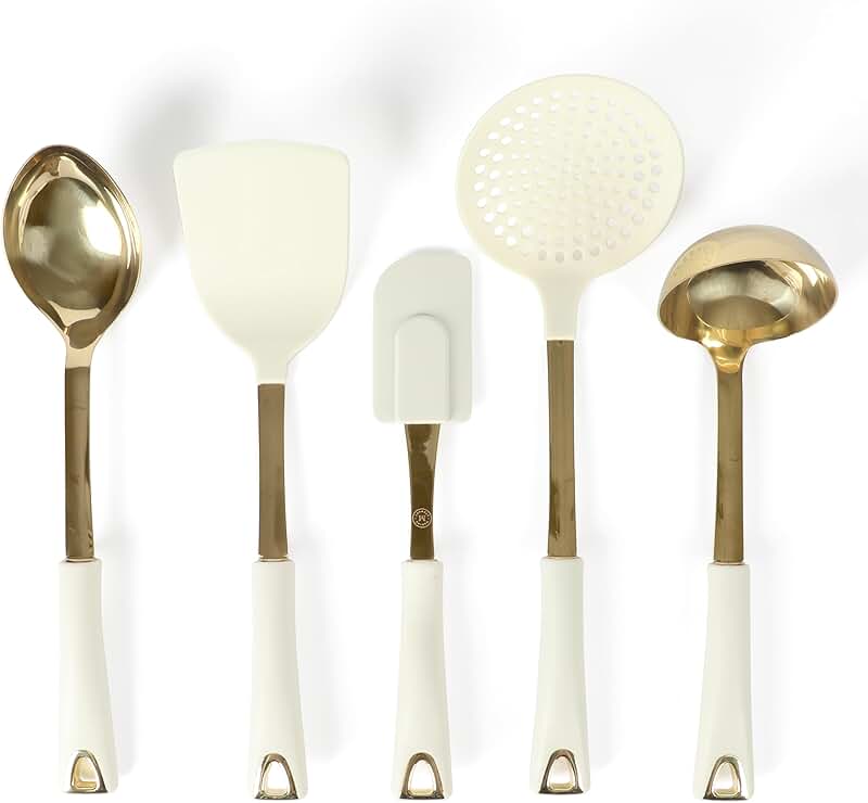 5-Piece Stainless Steel Kitchen Tool Set with Linen Handles