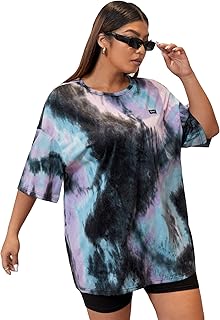 Plus Size Tie Dye Letter Drop Shoulder T-Shirt