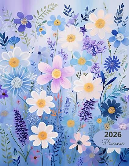 2026 Planner with Periwinkle Daisies Design