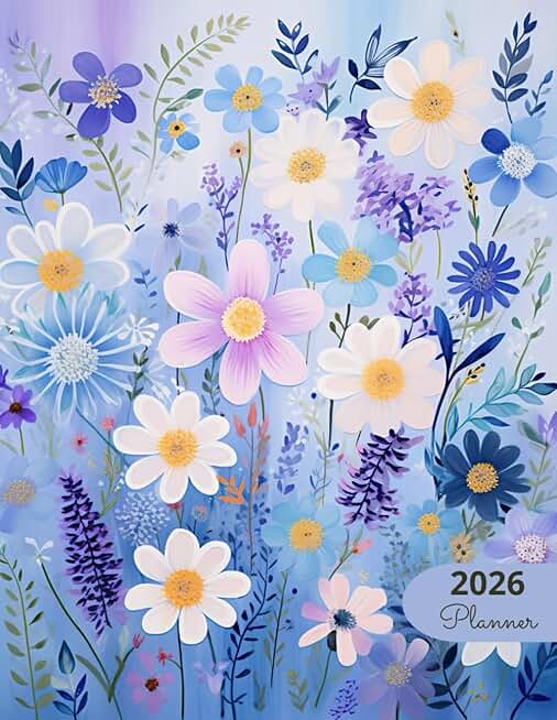 2026 Planner with Periwinkle Daisies Design