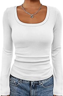 Women's Long Sleeve Scoop Neck Ribbed Knit Top