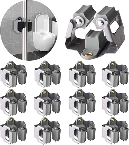 Large 12-Pack Wall Mount Mop and Broom Holders
