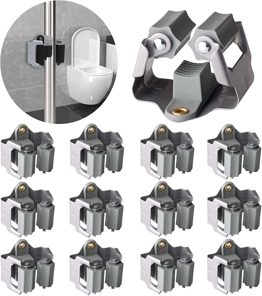 Large 12-Pack Wall Mount Mop and Broom Holders