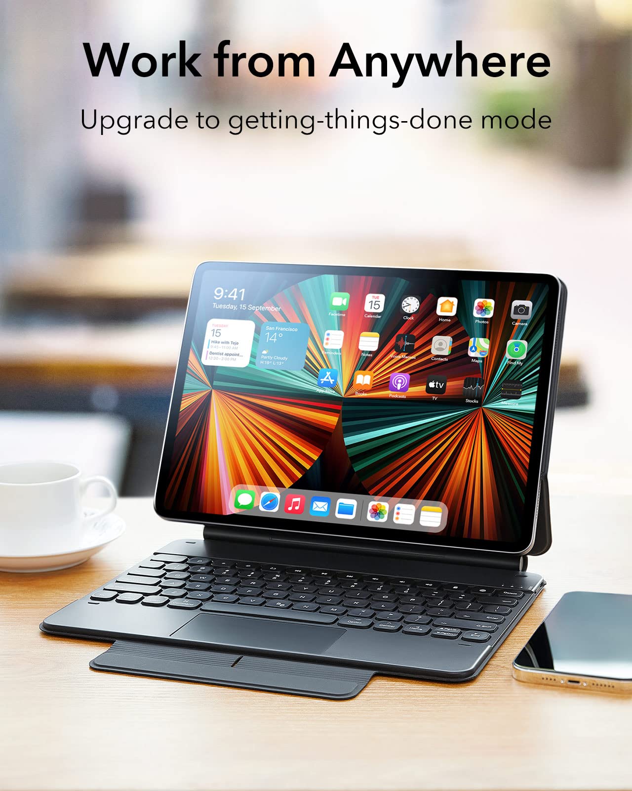 Rebound Magnetic Keyboard Case, iPad Case with Keyboard Compatible with iPad Pro 12.9, Easy-Set Floating Cantilever Stand, Precision Multi-Touch Trackpad, Multi-Color Backlit Keys, Black