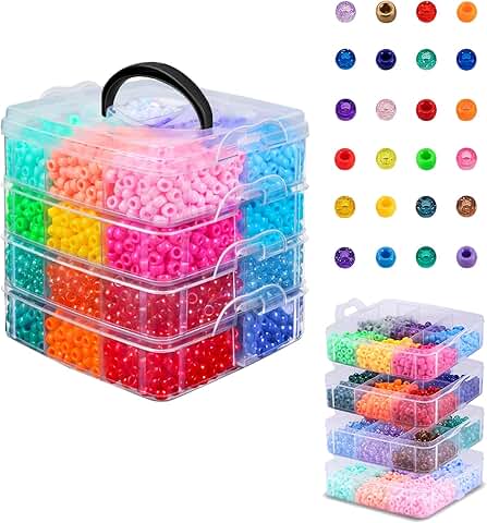 4500 Pony Beads in 24 Colors for Crafts and Jewelry