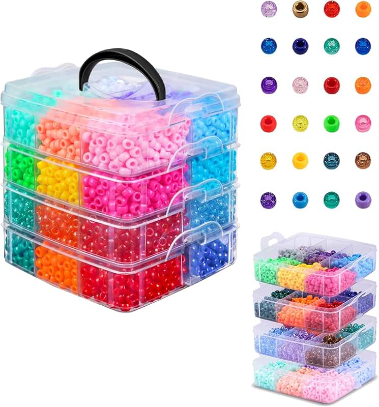 4500 Pony Beads in 24 Colors for Crafts and Jewelry