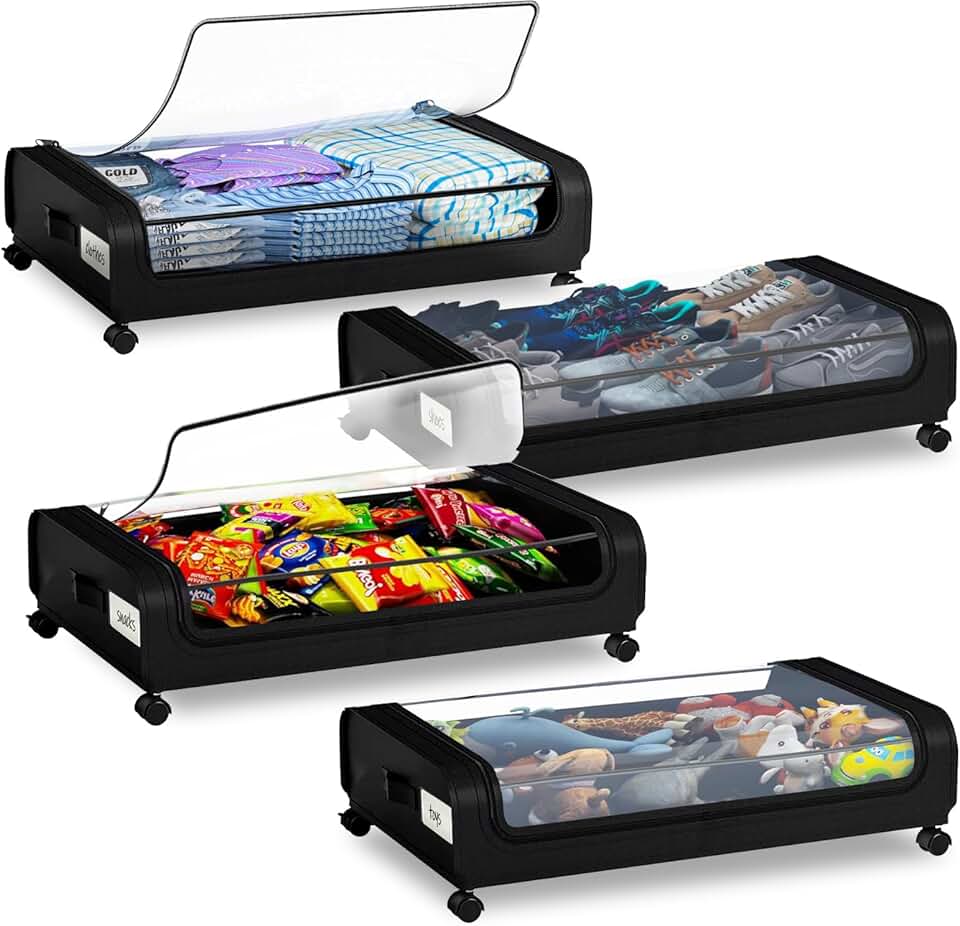 4 Pack Underbed Storage Bins with Lids