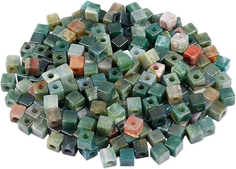 Large Indian Agate Square Beads, 10x10mm, Pack of 25