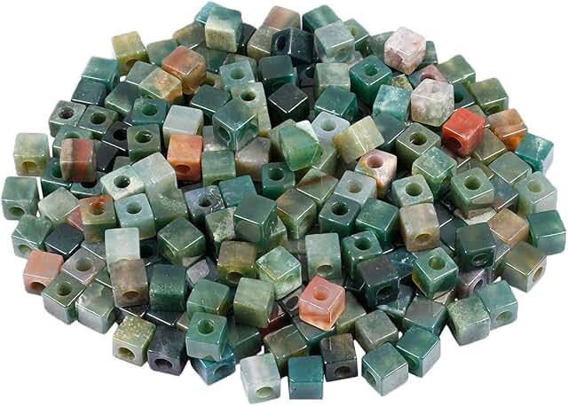 Large Indian Agate Square Beads, 10x10mm, Pack of 25