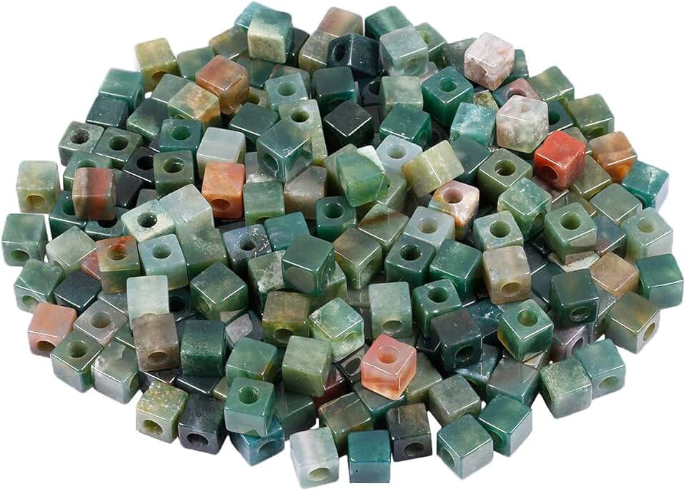 Large Indian Agate Square Beads, 10x10mm, Pack of 25
