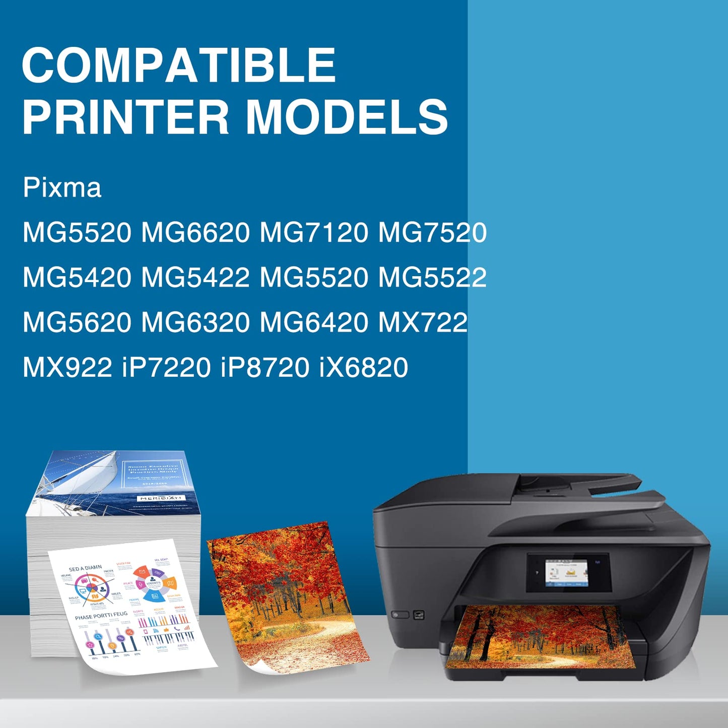 Compatible 251XL Ink Cartridge Replacement for Canon 251 251XL CLI-251 PGI-250 Used in Canon Pixma MX922 IX6820 IP7220 IP8720 MG7520 MG5520 MG5420 MG6320, 15 Packs (Color Ink) by
