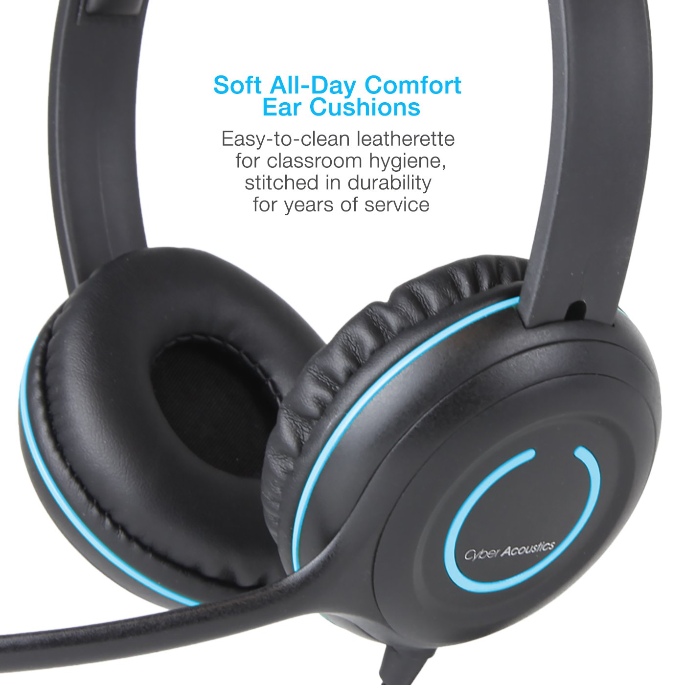 3.5mm Stereo Headset with Headphones and Noise Canceling Microphone for PCs, Tablets, and Cell Phones in The Classroom or Home (AC-5002)