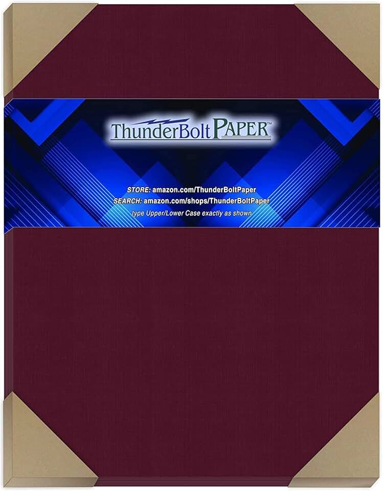 Dark Burgundy Linen Cover Paper, 8.5x11, 80 lb, 25 Sheets