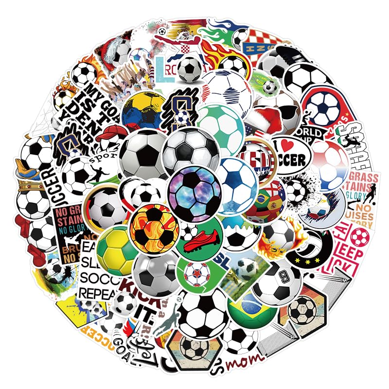 100 Soccer Ball Stickers for Water Bottles and More