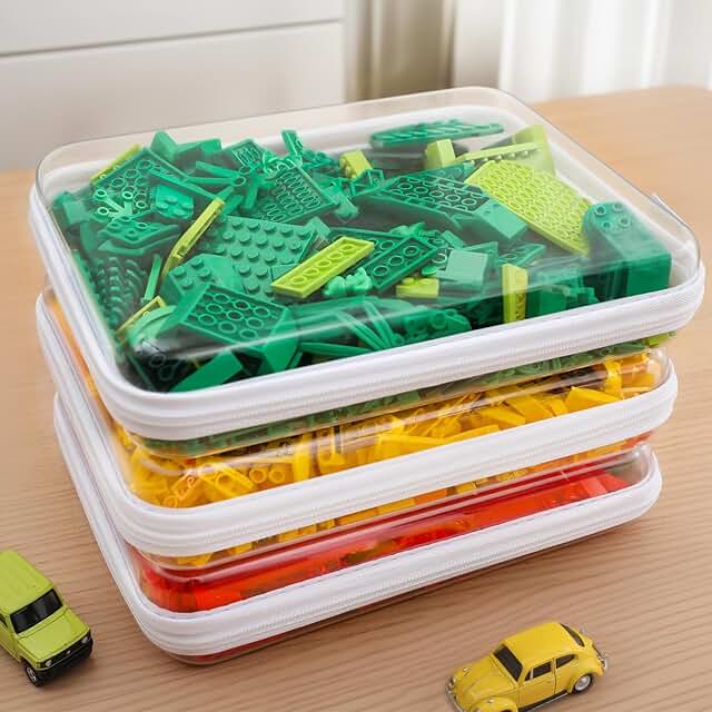 Set of three large clear zippered storage cases