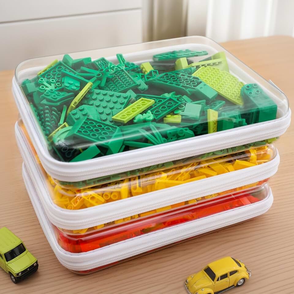 Set of three large clear zippered storage cases