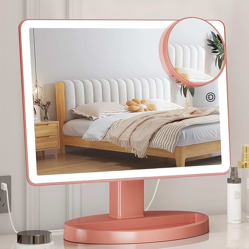 Large Lighted Vanity Mirror with 88 LEDs and 10X Magnification