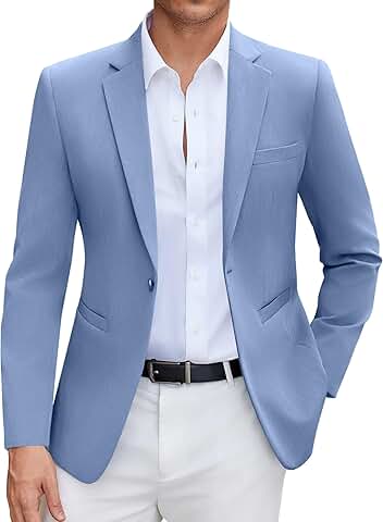 Men's Slim Fit Casual Blazer with One Button