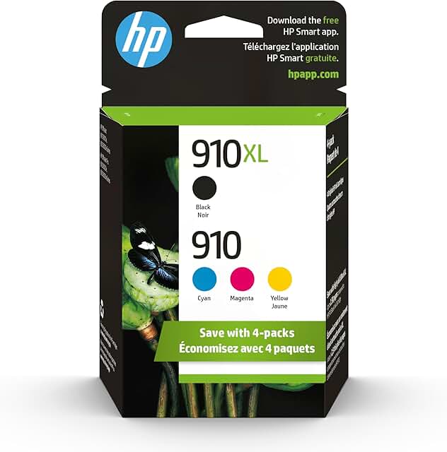 Cyan, Magenta, Yellow, and Black Ink Cartridges (4-Pack)