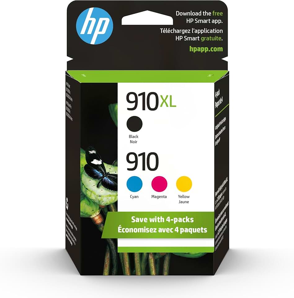 Cyan, Magenta, Yellow, and Black Ink Cartridges (4-Pack)
