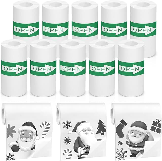 Mini Thermal Sticker Paper Rolls, 57x25mm, 10 Pack