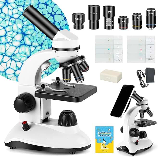 High-Definition Microscope for All Ages with Slides and Phone Holder