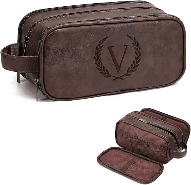 Medium dark brown waterproof travel toiletries bag