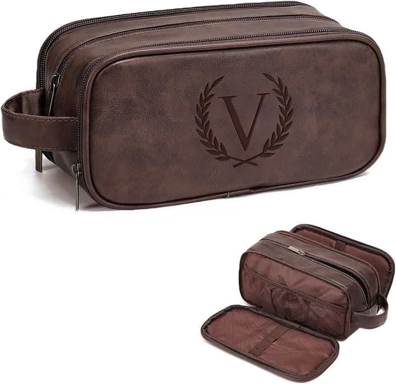 Medium dark brown waterproof travel toiletries bag