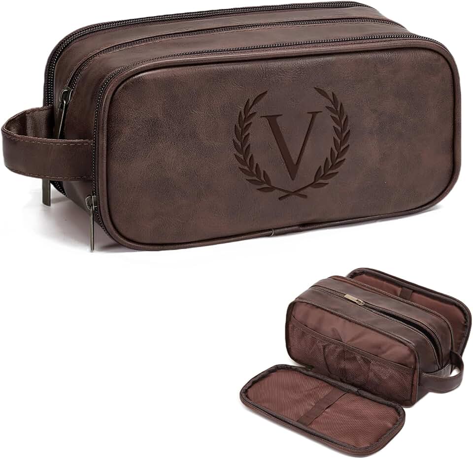 Medium dark brown waterproof travel toiletries bag