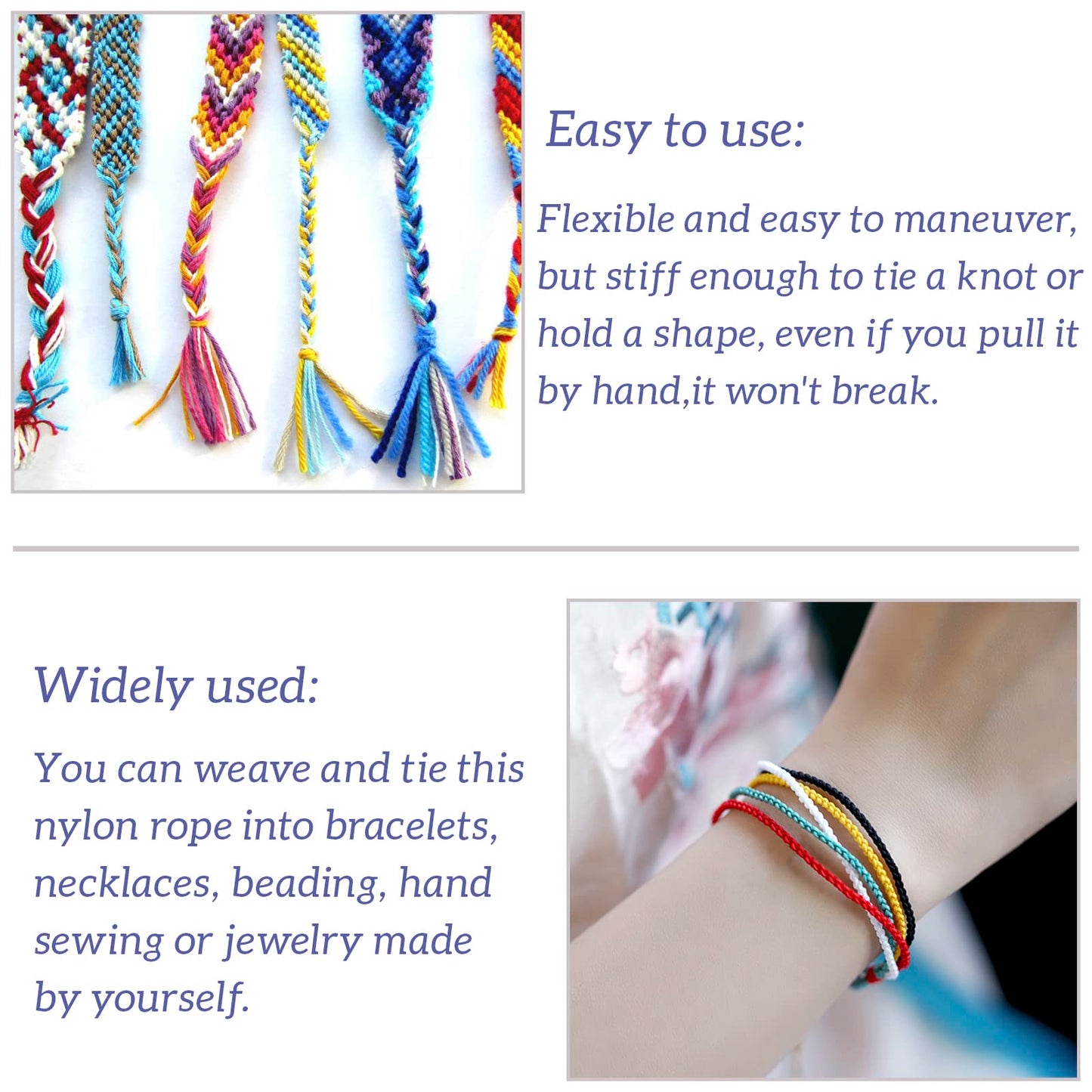 1.5mm Nylon Cord for Jewelry Making and DIY Projects