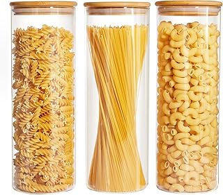 Set of 3 Glass Food Storage Jars with Lids