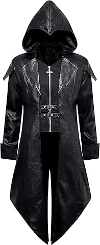 Men's Steampunk Leather Hooded Jacket