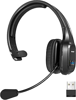 Wireless On-Ear Headset with Microphone and Noise Cancellation