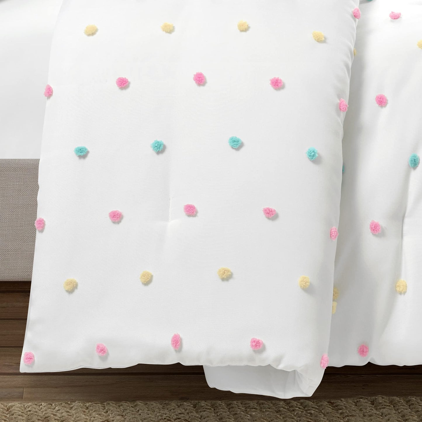 Rainbow Tufted Dot 3 Piece Comforter Set, Full/Queen, Multi