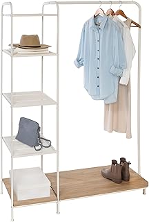 Freestanding Clothing Rack with Wood Shelf and Shoe Storage