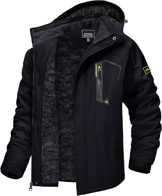 Men's Winter Skiing Water-Resistant Fleece Insulated Snowboard Jacket