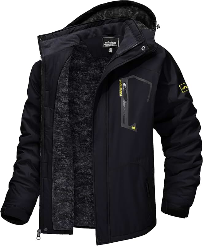 Men's Winter Skiing Water-Resistant Fleece Insulated Snowboard Jacket