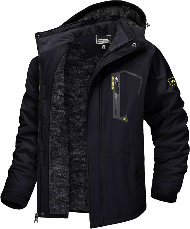 Men's Winter Skiing Water-Resistant Fleece Insulated Snowboard Jacket