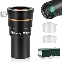 2X Barlow Lens for Telescope with Multi-Coated 3-Element Optics