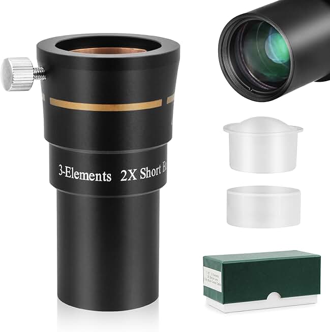 2X Barlow Lens for Telescope with Multi-Coated 3-Element Optics