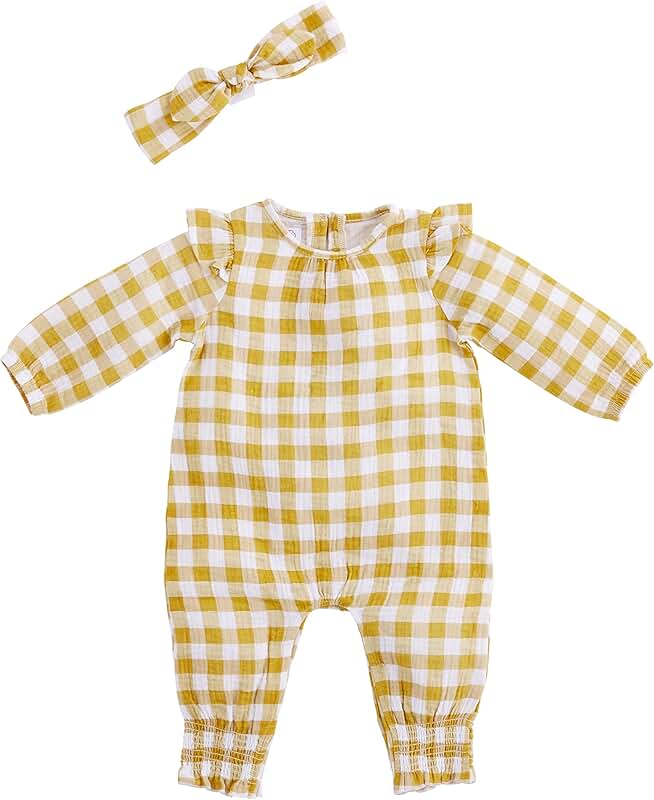 Baby Girl Gingham Bodysuit and Headband Set