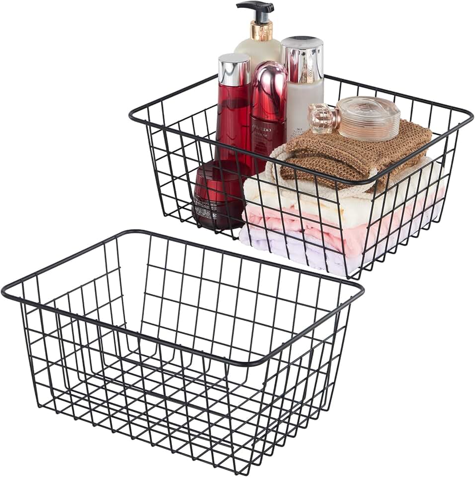 Extra Large Wire Kitchen Storage Baskets, 2 Pack