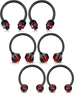 Six-piece stainless steel septum and cartilage jewelry set